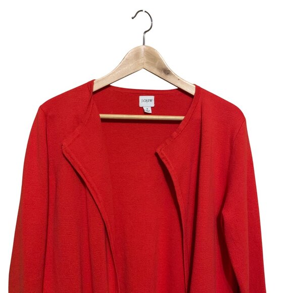 J Crew Women’s Cardigan Long Burnt Orange Open Sz S Heavy Cotton Knit Lagenlook - Picture 5 of 14